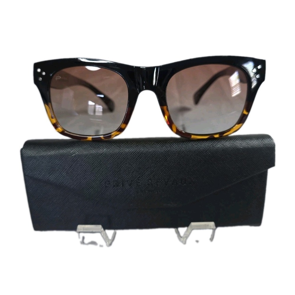 Prive Revaux The Classic Polarized Sunglasses Black Tortoise Square Frame Case